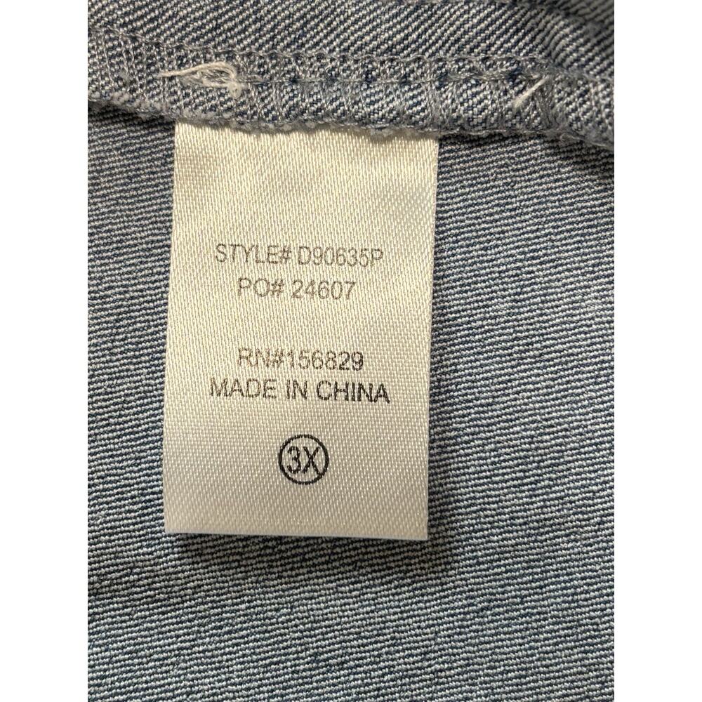 White Birch Light Denim V-Wire Mini Dress Plus Size 3X Western Festival Cowgirl - Picture 7 of 11